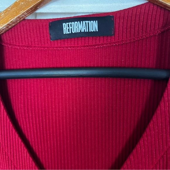 Reformation Cardinal Red Ribbed Mini Dress Small - Picture 8 of 10